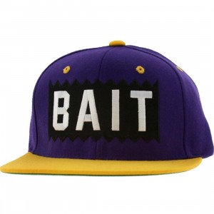 BAIT Box Logo Snapback Cap (purple / gold / white)