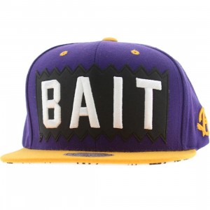 BAIT x Mitchell And Ness Box Logo Snapback Cap (purple / gold)
