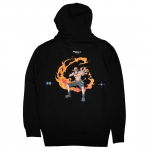 BAIT x One Piece Men Remembering Ace Zip Up Lightweight Hoody (black)
