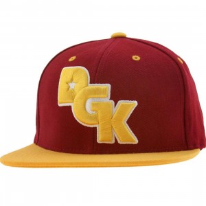 DGK Stagger Snapback Cap (burgundy / yellow)