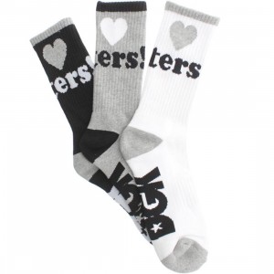 DGK Haters 7 Crew Socks 3 Pack (athletic heather / white / black) 1S