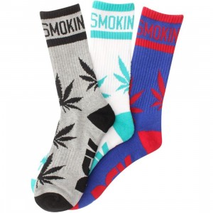 DGK Stay Smokin' 3 Crew Socks 3 Pack (athletic heather / white / royal) 1S