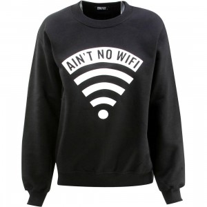 Dimepiece Women Aint No Wifi Crewneck Sweater (black)