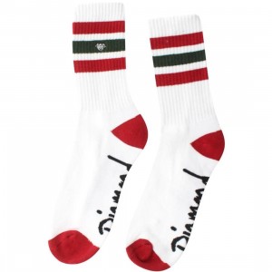 Diamond Supply Co 3 Pack 3 Stripe High Cut Socks (white / red / green) 1S