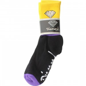 Diamond Supply Co 3 Pack Big Stripe Emblem Socks (black / purple / yellow) 1S