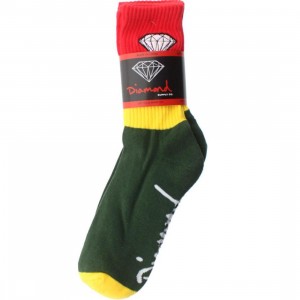 Diamond Supply Co 3 Pack Big Stripe Emblem Socks (green / yellow / red) 1S