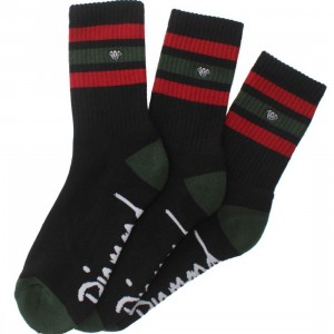 Diamond Supply Co 3 Pack High Stripe Socks (black / red / green) 1S