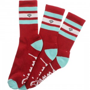 Diamond Supply Co 3 Pack High Stripe Socks (red / diamond blue / white) 1S