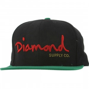 Diamond Supply Co OG Logo Snapback Cap (black / green / red)