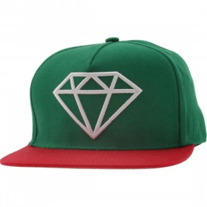 Diamond Supply Co Rock Snapback Cap (green / red / white)