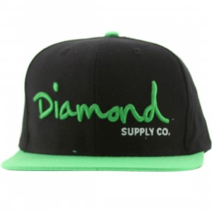 Diamond Supply Co O.G. Script Snapback Cap (black / lime)