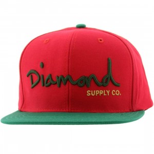 Diamond Supply Co O.G. Script Snapback Cap (red / green)