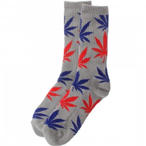 HUF Plantlife Crew Socks (grey / red / blue) 1S
