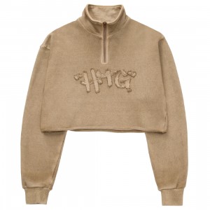 Honor The Gift Women Cropped Qtr Zip (sand)