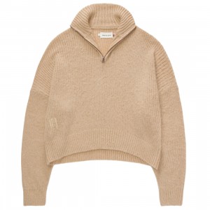 Honor The Gift Women Oversize Knit Qtr Zip (sand)