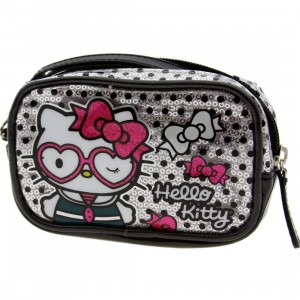Hello Kitty Heart Glasses Sequins Camera Case (silver / pink)