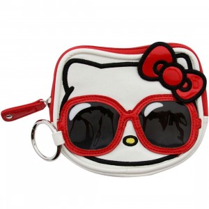 Hello Kitty Sunglasses Face Coin Bag (white / red / black)