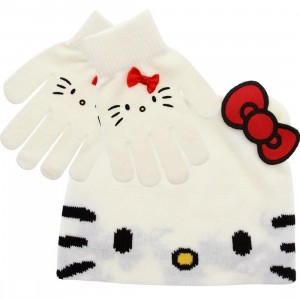 Hello Kitty Face Beanie And Glove Gift Pack (off white) 1S