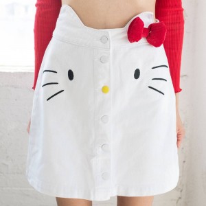 Lazy Oaf X Hello Kitty Women Denim Skirt (White)