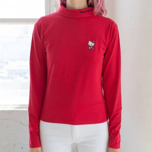 Lazy Oaf X Hello Kitty Women Skivvy Turtleneck Shirt (Red)