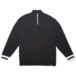 Lazy Oaf Men Lo Quarter Zip Jersey Sweater (black)