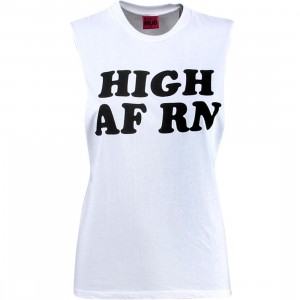 Married To The Mob Women High RN Muscle Tee (white)