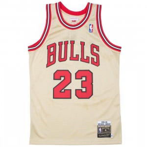 Mitchell And Ness Men Chicago Bulls Michael Jordan Gold Jersey - 23 (gold / red)