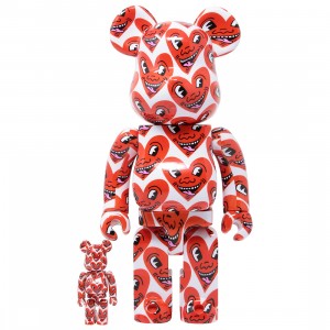 Medicom Keith Haring #6 100% 400% Bearbrick Figure Set (red)