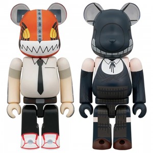 Medicom Chainsaw Man Chainsaw Man And Bomb Devil 100% Bearbrick Figure Set (orange / gray)