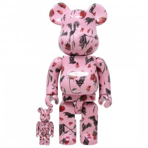 Medicom x Eri Wakiyama Bat And Rose Pink 100% 400% Bearbrick Figure Set (pink)