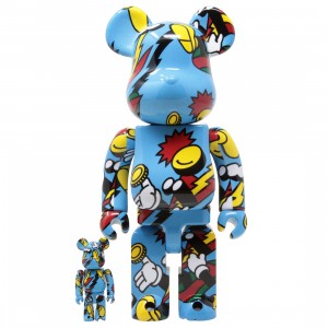 Medicom Grafflex Arts 100% 400% Bearbrick Figure Set (blue)