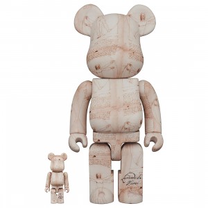 Medicom Bearbrick Leonardo Da Vinci Vitruvian Man 100% 400% Figure (beige)