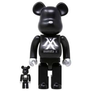 Medicom Monsta X 100% 400% Bearbrick Figure Set (black)