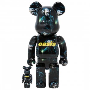 Medicom Oasis Knebworth 1996 Liam Gallagher 100% 400% Bearbrick Figure Set (black)
