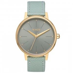 Nixon Kensington Leather Watch (gold / light / agave)
