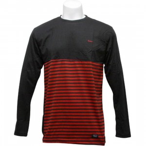Orisue Benton Long Sleeve Knit Tee (black / red)