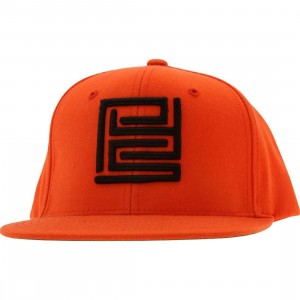 PYS Block Logo Snapback Caps - Black (orange)