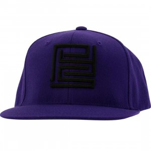 PYS Block Logo Snapback Caps - Black (purple)