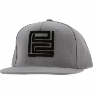 PYS Block Logo Snapback Caps - Black (silver)