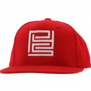 PYS Block Logo Snapback Caps - White (red)
