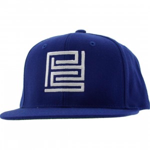 PYS Block Logo Snapback Caps - White (royal blue)