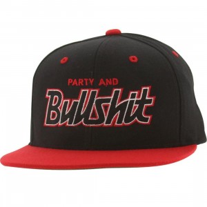 Sneaktip Party And Bullshit Snapback Cap (black / red)