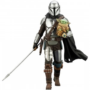 Kotobukiya ARTFX+ Star Wars Mandalorian And Grogu With Beskar Staff Statue (silver)