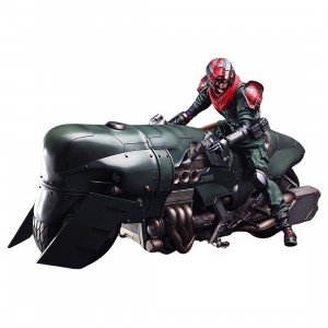 Square Enix Final Fantasy VII Remake Play Arts Kai Shinra Elite Security Officer And Motorcyle Set Action Figure (olive)