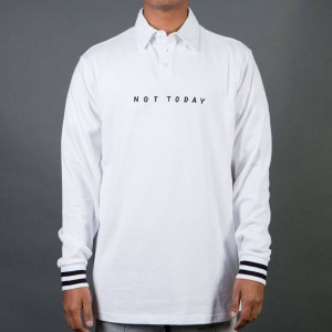 Lazy Oaf Men Not Today Long Sleeve Jersey Tee (white)