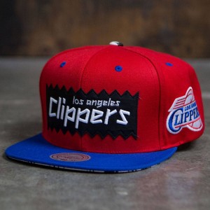 BAIT x NBA x Mitchell And Ness Los Angeles Clippers STA3 Wool Snapback Cap (red / royal)