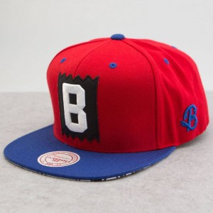 BAIT x Mitchell And Ness B Box Logo Snapback Cap (red / royal)